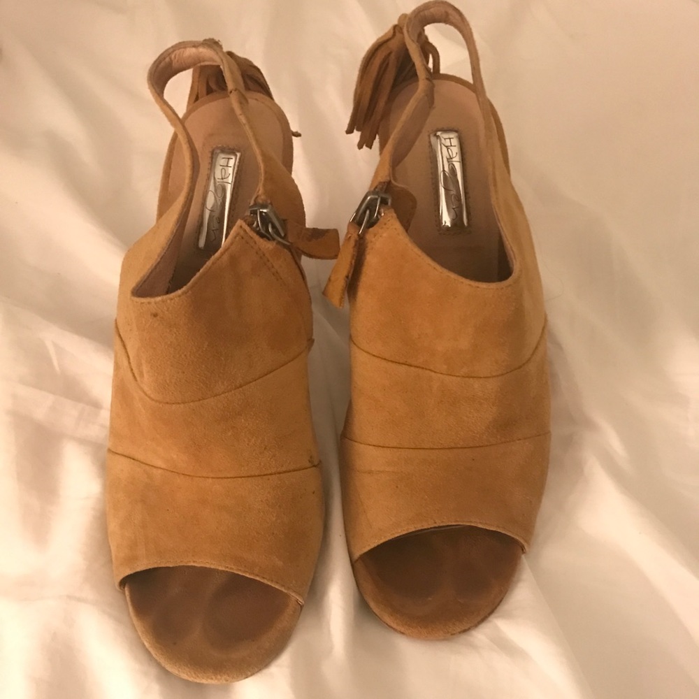 Halogen Suede Peep Toe Mules